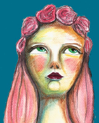 Girl with roses in her hair