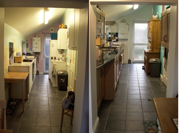 Looking from dining room to end of kitchen